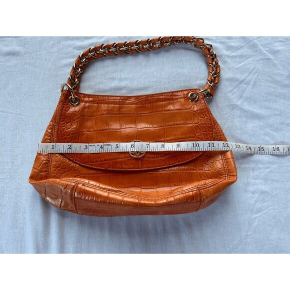 Antonio Melani Burnt Orange Crocodile Embossed 100% Leather Purse/Handbag - Picture 2 of 7